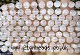 CCB1702 15 inches 6mm faceted coin rose quartz beads