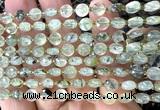 CCB1708 15 inches 6mm faceted coin green rutilated quartz beads