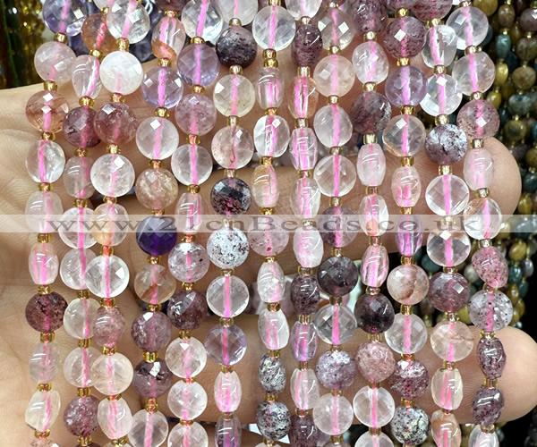 CCB1710 15 inches 6mm faceted coin colorful quartz beads