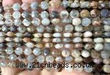 CCB1716 15 inches 6mm faceted coin phantom quartz beads