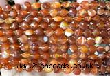 CCB1733 15 inches 6mm faceted coin red banded agate beads