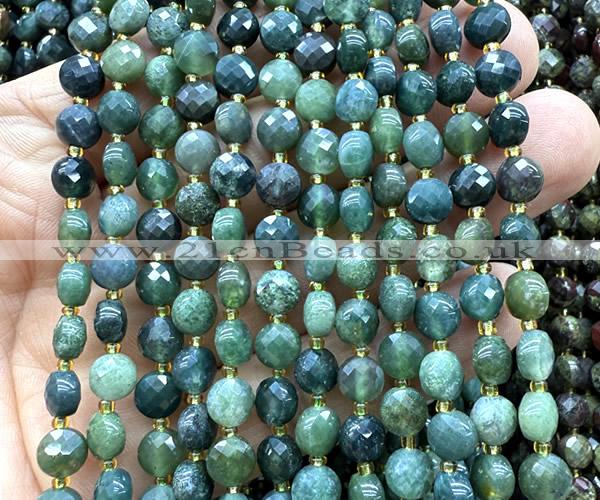 CCB1739 15 inches 6mm faceted coin moss agate beads