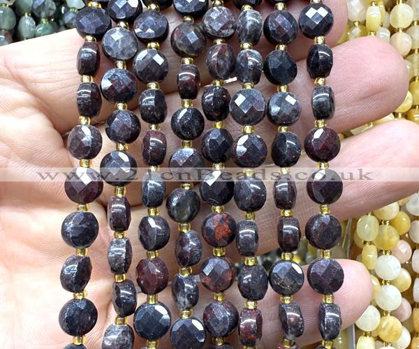 CCB1782 15 inches 6mm faceted coin brecciated jasper beads