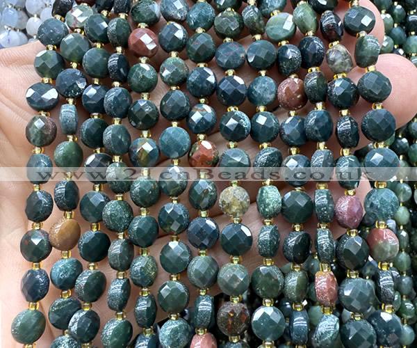 CCB1784 15 inches 6mm faceted coin Indian blood jasper beads