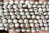CCB1787 15 inches 6mm faceted coin sesame jasper beads