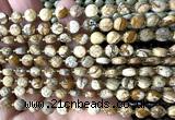 CCB1795 15 inches 6mm faceted coin picture jasper beads