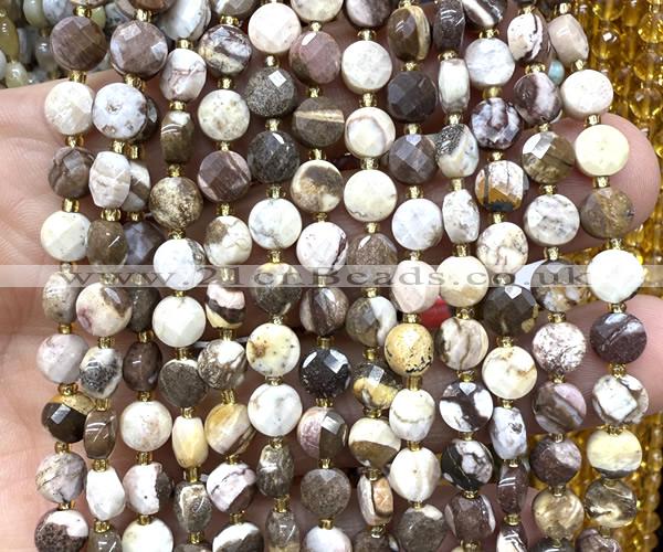 CCB1796 15 inches 6mm faceted coin Australian zebra jasper beads