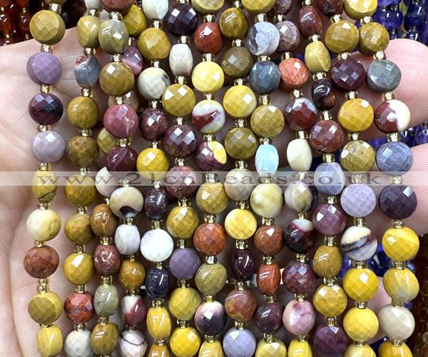 CCB1811 15 inches 6mm faceted coin mookaite gemstone beads