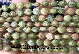 CCB1814 15 inches 6mm faceted coin unakite gemstone beads