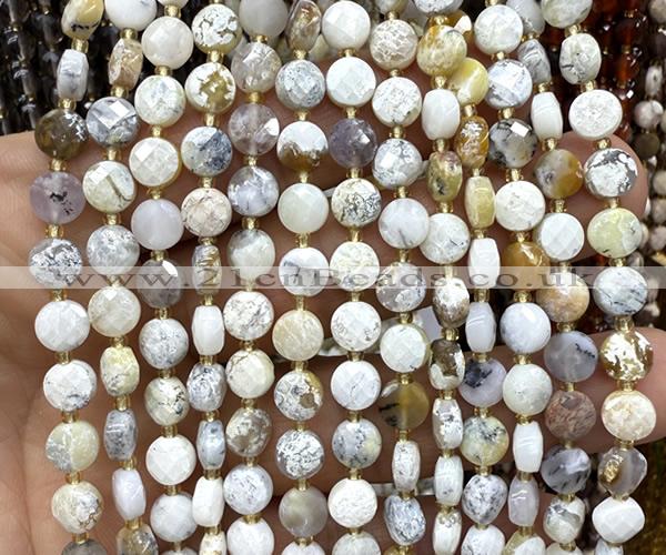 CCB1820 15 inches 6mm faceted coin yellow opal beads wholesale