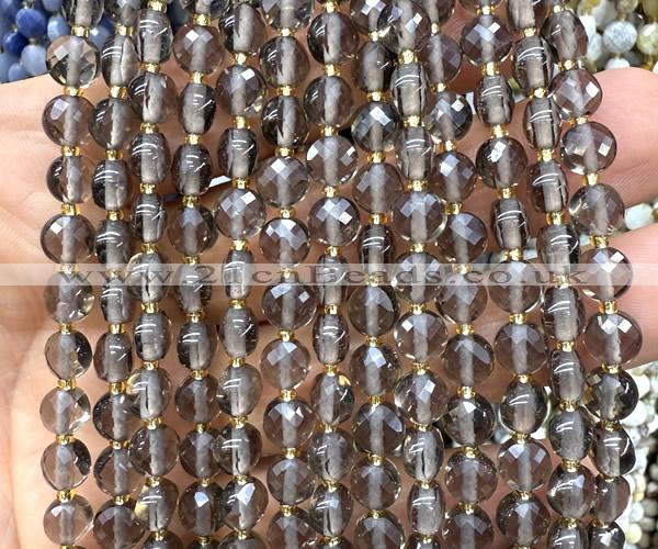 CCB1824 15 inches 6mm faceted coin ice obsidian beads