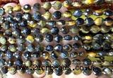CCB1853 15 inches 6mm faceted coin yellow & blue tiger eye beads