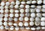 CCB1930 15 inches 8mm faceted coin white crazy lace agate beads