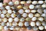 CCB1931 15 inches 8mm faceted coin bamboo leaf agate beads