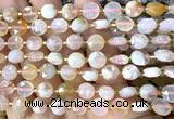 CCB1932 15 inches 8mm faceted coin sakura agate beads