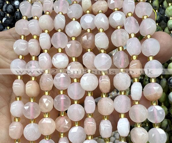CCB1950 15 inches 8mm faceted coin pink aventurine jade beads