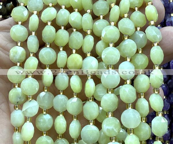 CCB1959 15 inches 8mm faceted coin New jade beads