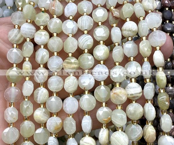 CCB1961 15 inches 8mm faceted coin Afghanistan jade beads