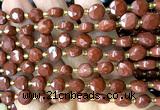CCB1981 15 inches 8mm faceted coin red jasper beads