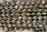CCB1993 15 inches 8mm faceted coin elephant skin jasper beads