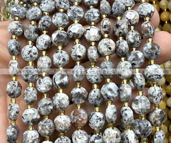 CCB1994 15 inches 8mm faceted coin yooperlite flame jasper beads