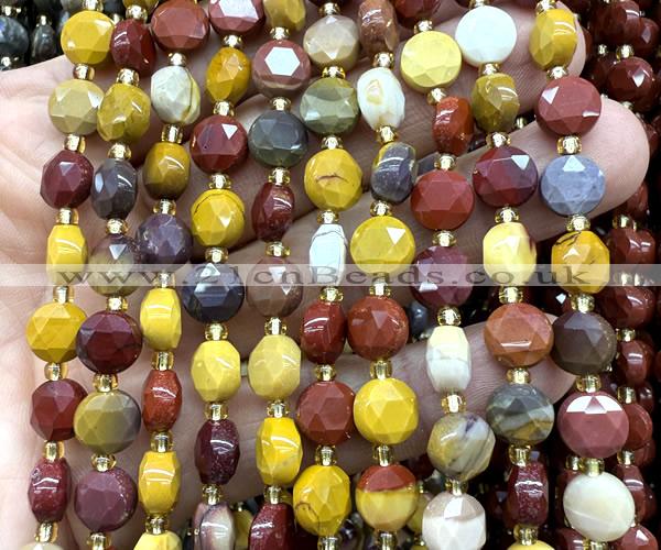 CCB2001 15 inches 8mm faceted coin mookaite gemstone beads