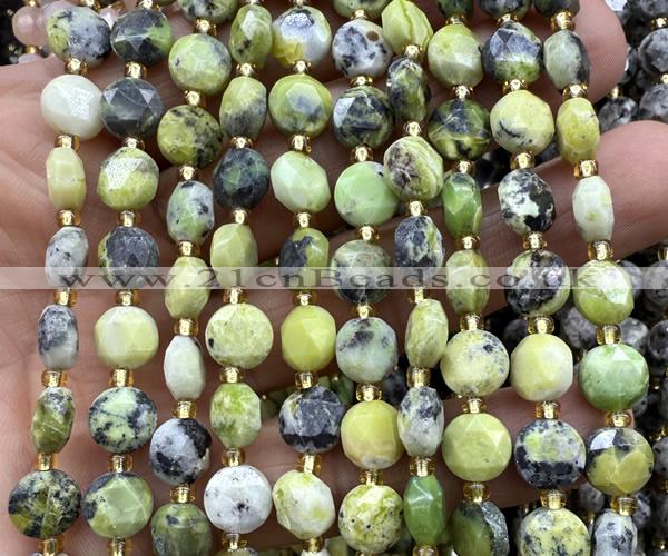 CCB2007 15 inches 8mm faceted coin Australia chrysoprase beads