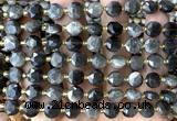 CCB2024 15 inches 8mm faceted coin silver obsidian beads