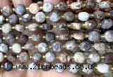 CCB2028 15 inches 8mm faceted coin fossil coral beads