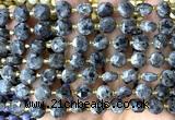 CCB2031 15 inches 8mm faceted coin black labradorite beads