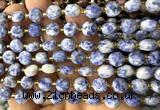 CCB2038 15 inches 8mm faceted coin blue spot stone beads