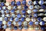 CCB2039 15 inches 8mm faceted coin orange sodalite beads