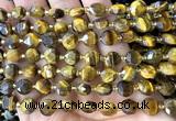 CCB2048 15 inches 8mm faceted coin yellow tiger eye beads