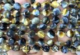 CCB2050 15 inches 8mm faceted coin golden & blue tiger eye beads