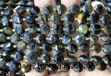 CCB2051 15 inches 8mm faceted coin yellow & blue tiger eye beads