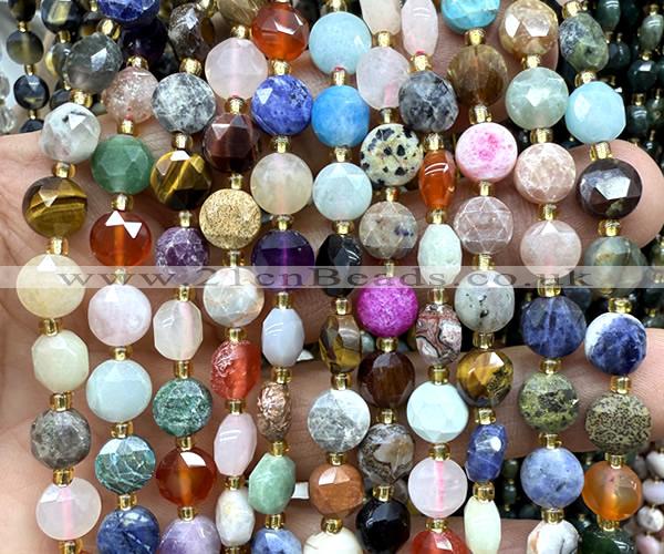 CCB2055 15 inches 8mm faceted coin colorful gemstone beads