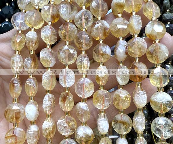 CCB2085 15 inches 10mm faceted coin citrine gemstone beads