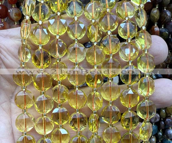 CCB2086 15 inches 10mm faceted coin citrine beads wholesale