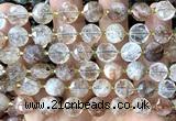CCB2092 15 inches 10mm faceted coin black gold rutilated quartz beads