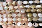 CCB2099 15 inches 10mm faceted coin red rutilated quartz beads
