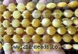 CCB2110 15 inches 10mm faceted coin yellow jade beads