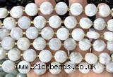 CCB2120 15 inches 10mm faceted coin white crazy lace agate beads