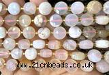 CCB2121 15 inches 10mm faceted coin sakura agate beads