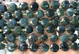 CCB2123 15 inches 10mm faceted coin moss agate beads