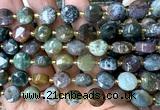 CCB2124 15 inches 10mm faceted coin Indian agate beads