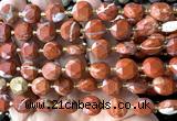 CCB2140 15 inches 10mm faceted coin brecciated jasper beads