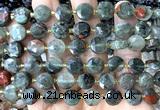 CCB2147 15 inches 10mm faceted coin blood jasper beads