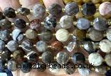 CCB2157 15 inches 10mm faceted coin wooden jasper beads
