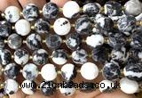 CCB2161 15 inches 10mm faceted coin black & white jasper beads