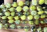 CCB2177 15 inches 10mm faceted coin yellow turquoise beads